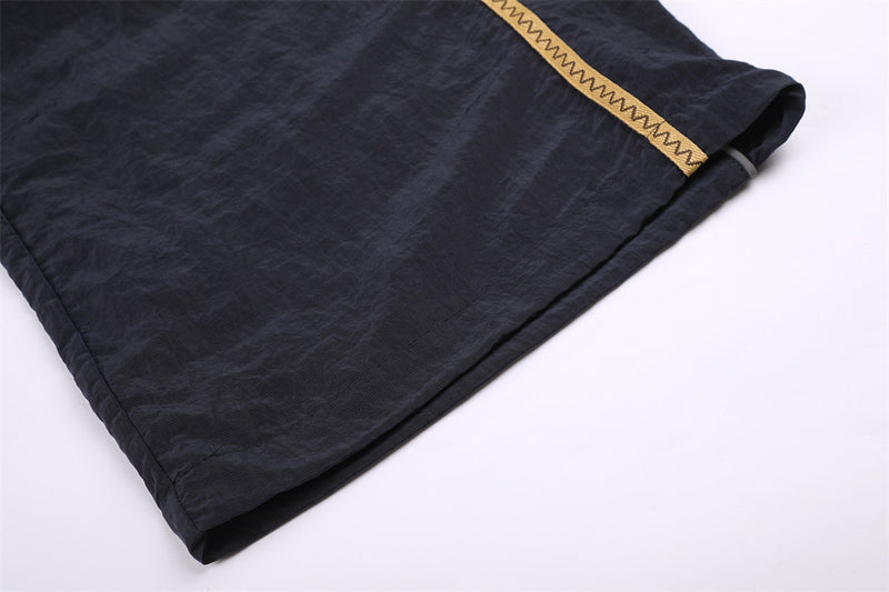 Wide-Leg Track Pants with Gold Side Stripe and Drawstring Waist