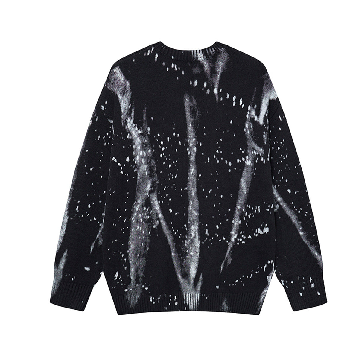 Pull en maille col rond éclaboussures d’encre – Motif peinture déstructuré