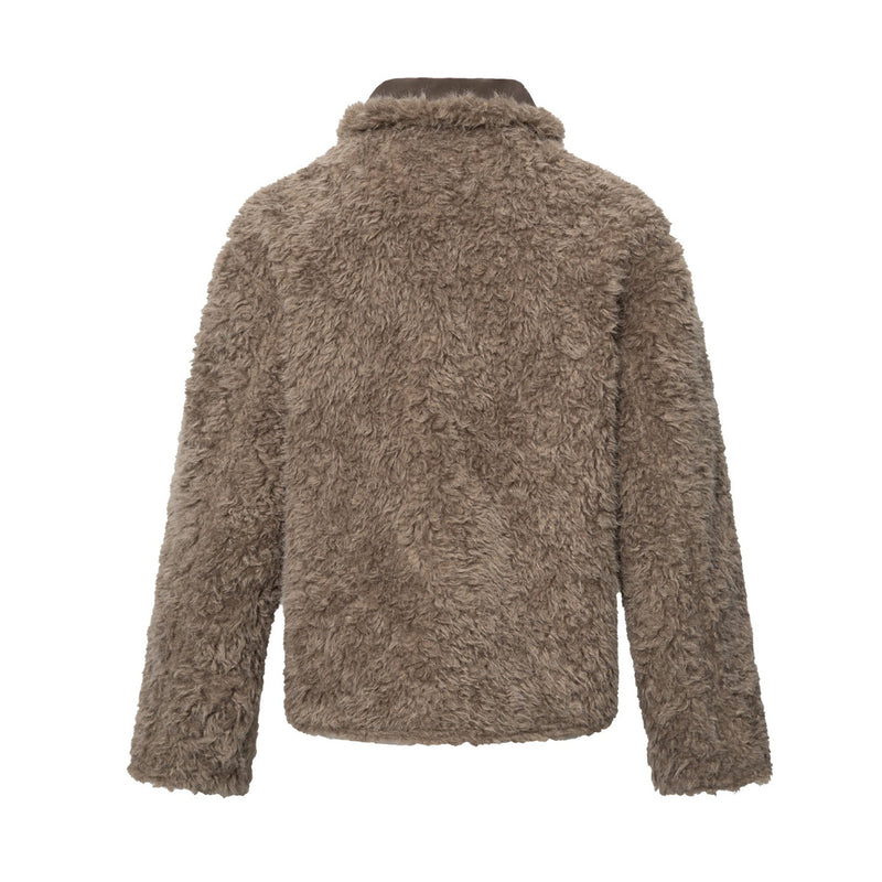 Wendbare Sherpa-Fleecejacke – Kunstfellkragen, beidseitig tragbarer Winterlook