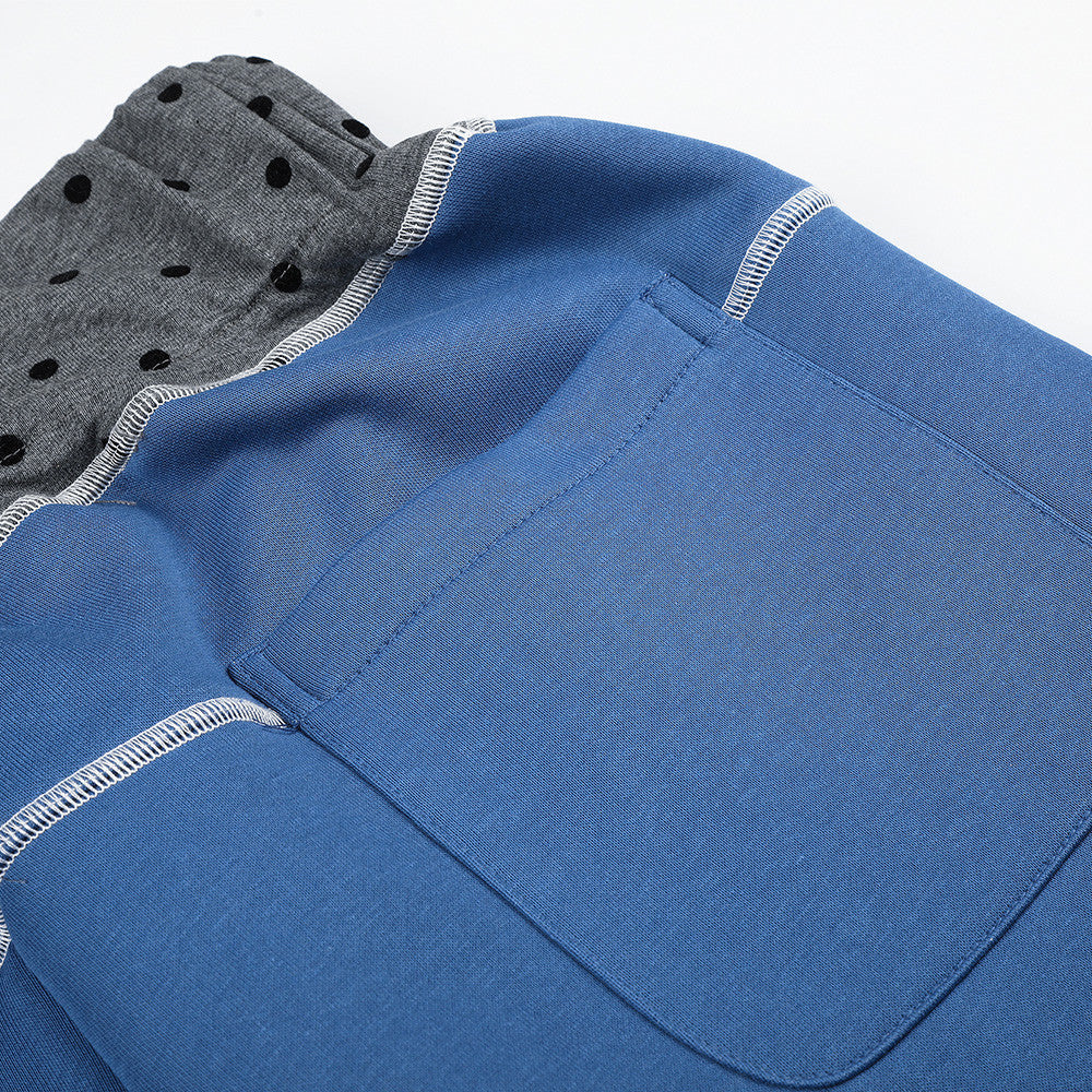 Pantalon de survêtement à jambes larges – Étoile bleue, bandes latérales et ceinture à pois