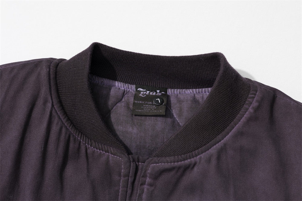Ruched Sleeve Bomber Jacket with Clasp Front and Stand Collar