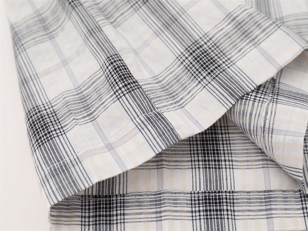 Camisa informal de botones para hombre – Estampado de graffiti a cuadros, estilo punk urbano de manga larga