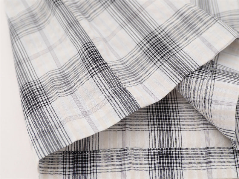 Camisa informal de botones para hombre – Estampado de graffiti a cuadros, estilo punk urbano de manga larga