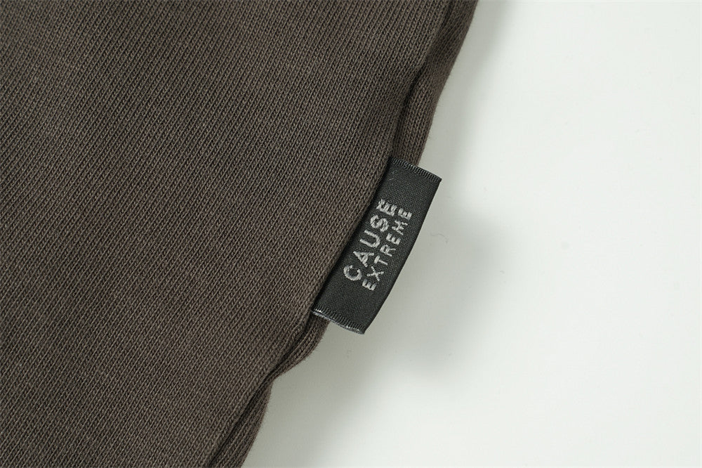 Top homme à manches longues délavé et déconstruit, à cordons de serrage – Chemise streetwear punk