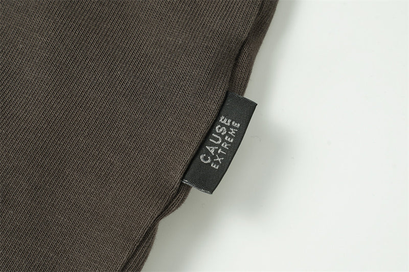 Top homme à manches longues délavé et déconstruit, à cordons de serrage – Chemise streetwear punk