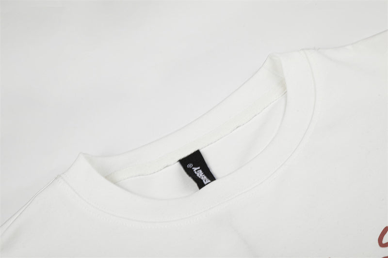 Oversized Faux-Layered Long Sleeve Graphic Tee – Portrait Print Crew Neck