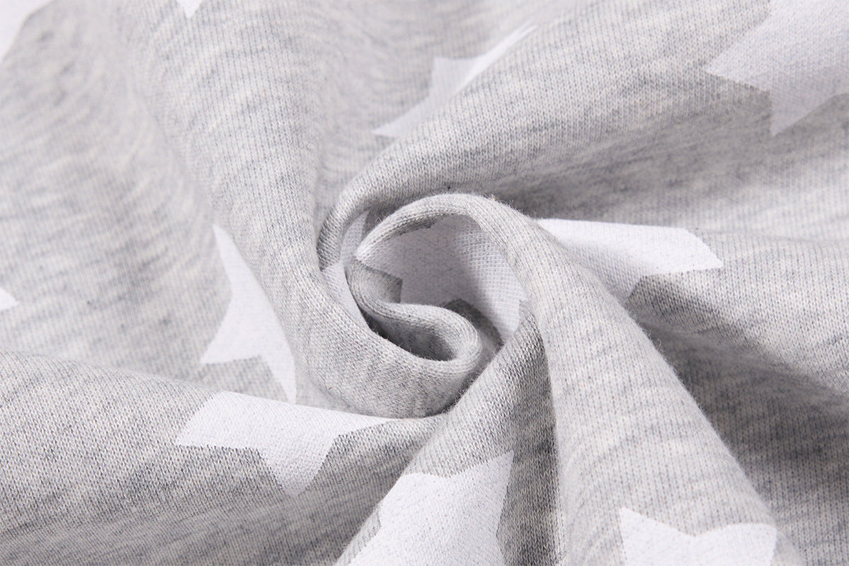 Sweat zippé à oreilles de chat – Corps à imprimé étoiles, manches raglan rayées et broderie