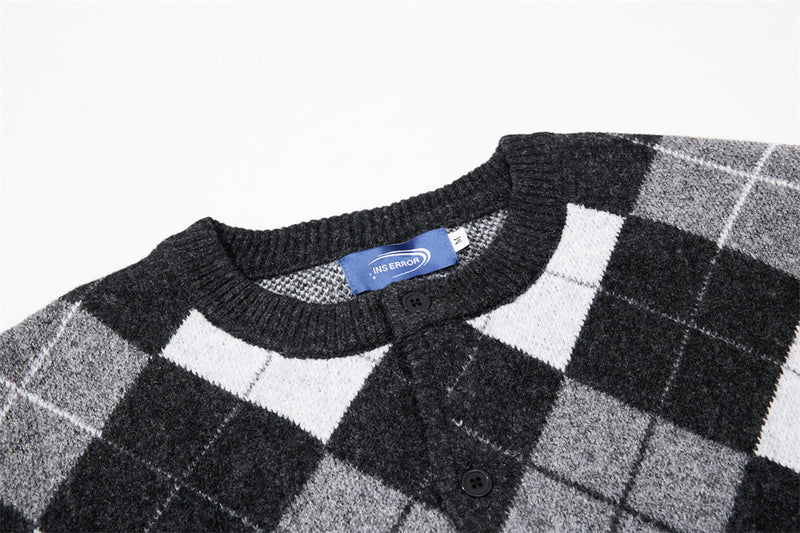 Gilet homme en maille argyle – Coupe oversize boutonnée