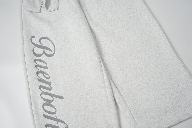 Wide-Leg Sweatpants with Belt Sash and Script Logo Print