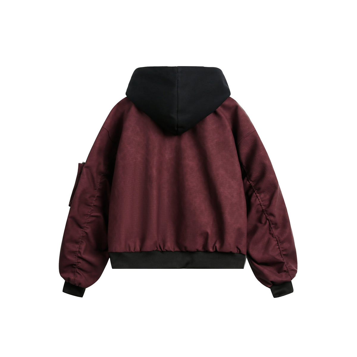 Oversized Hooded Bomber Jacket – Vintage American Streetwear PU Leather Flight