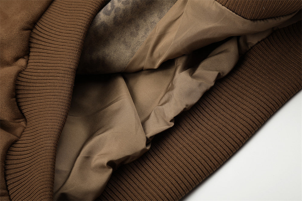 Veste zippée à capuche 2-en-1 – Extérieur effet daim et doublure polaire léopard