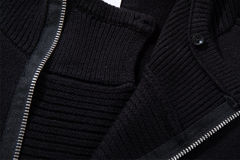 Zip Up Hoodie Black Knit Oversized Full-Zip Sweater Hoodie