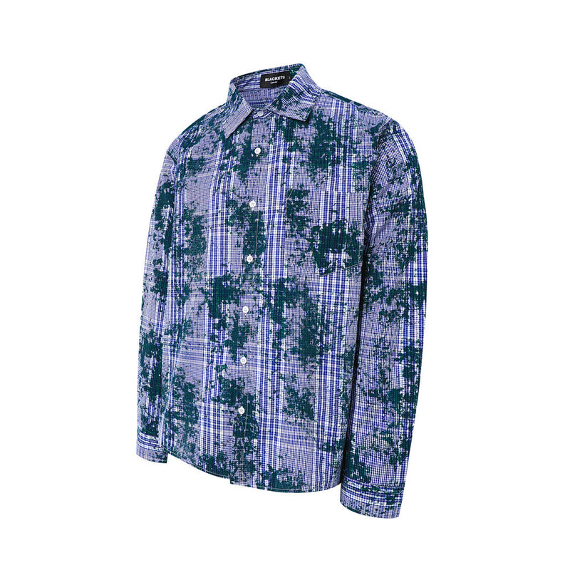 Distressed Plaid Long Sleeve Shirt – Oversized Punk Grunge Button-Up