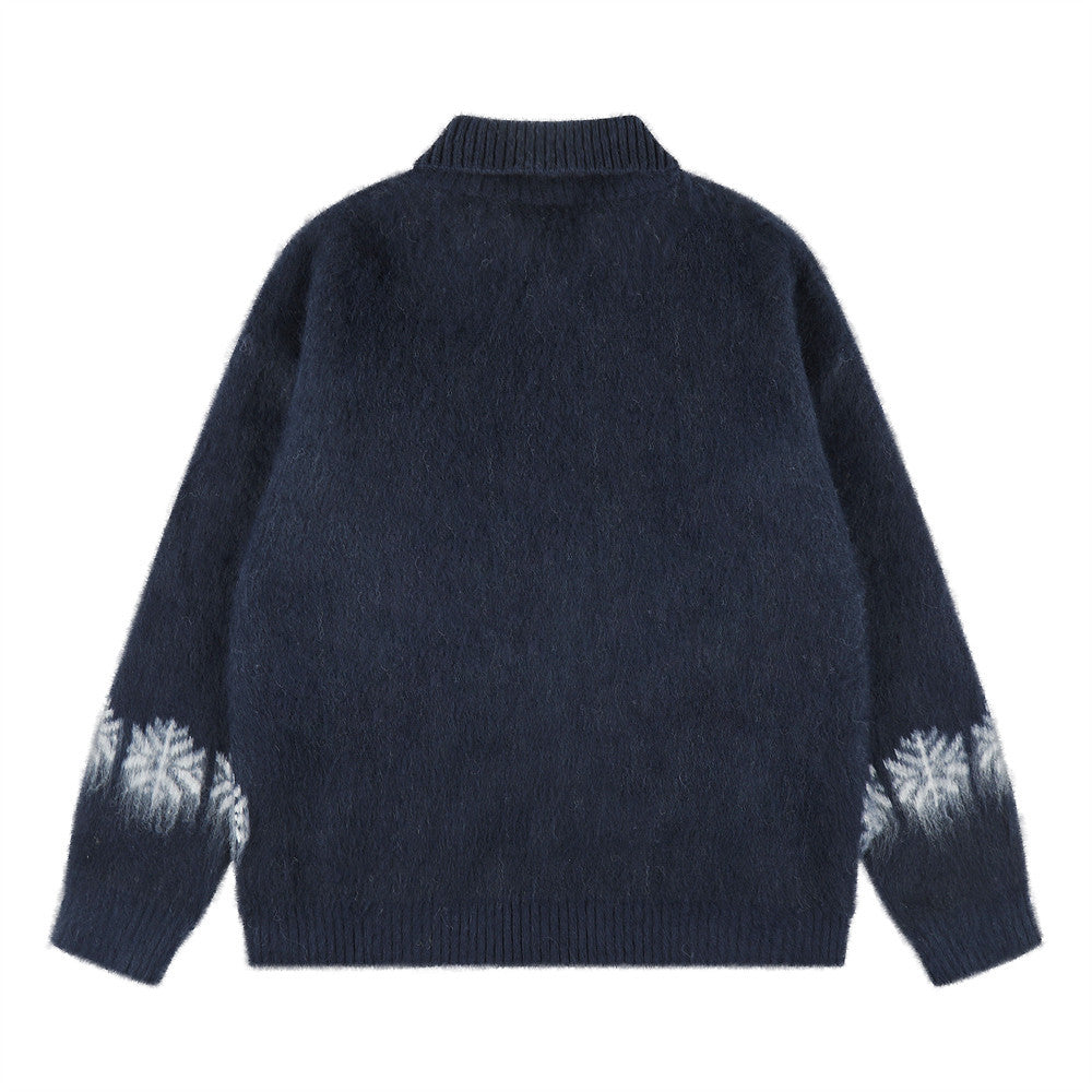 Cárdigan de Punto Jacquard con Caballos – Jersey Oversize de Punto Fair Isle con Botones