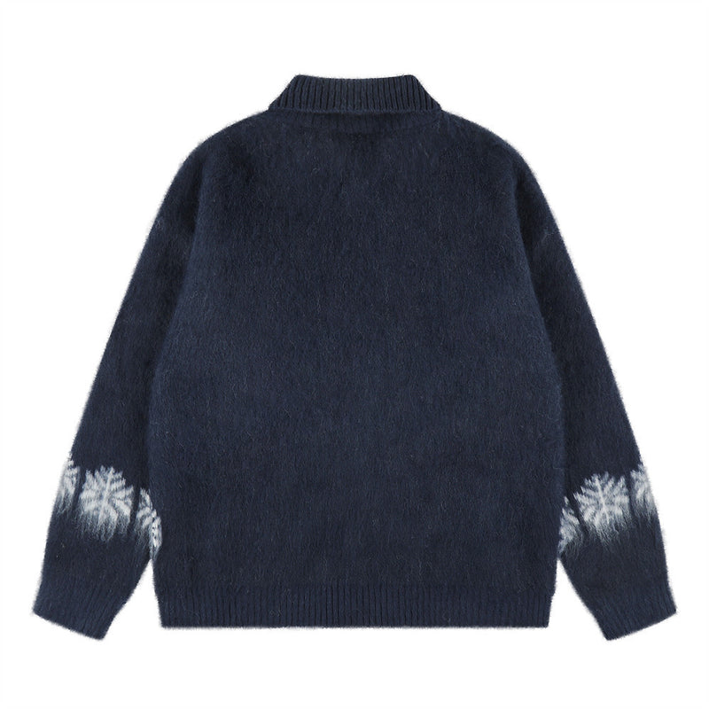 Cárdigan de Punto Jacquard con Caballos – Jersey Oversize de Punto Fair Isle con Botones
