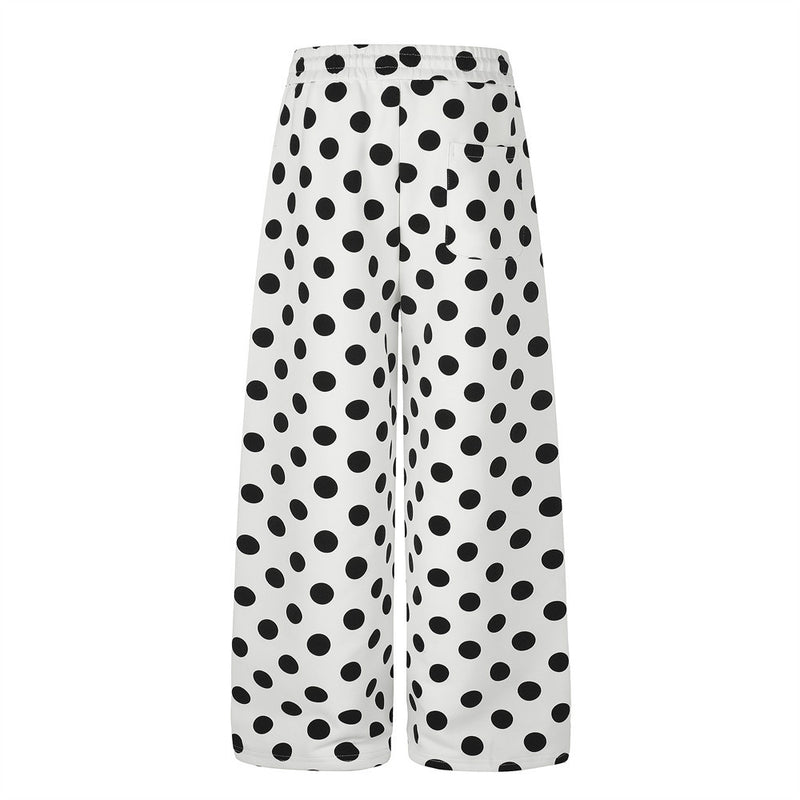 Pantalon de survêtement à jambes larges à pois – Coupe droite oversize, pantalon casual avec lettrage