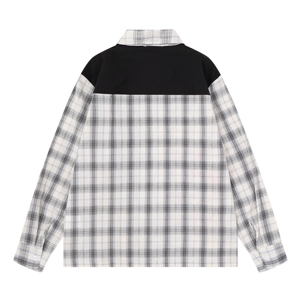 Camisa informal de botones para hombre – Estampado de graffiti a cuadros, estilo punk urbano de manga larga