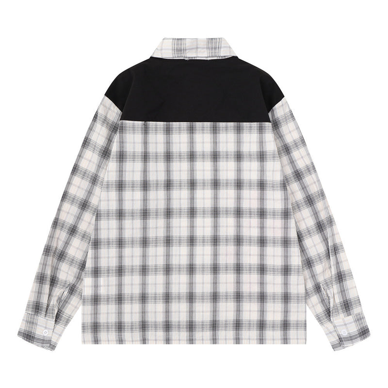 Camisa informal de botones para hombre – Estampado de graffiti a cuadros, estilo punk urbano de manga larga