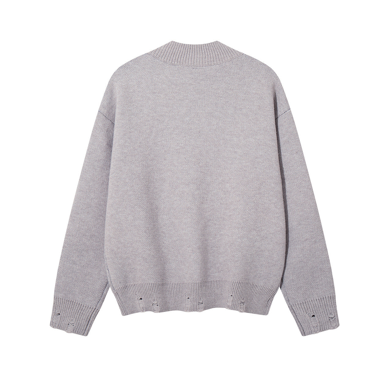 Union Jack Jacquard Knit Sweater – Oversized Crew Neck with Distressed Hem