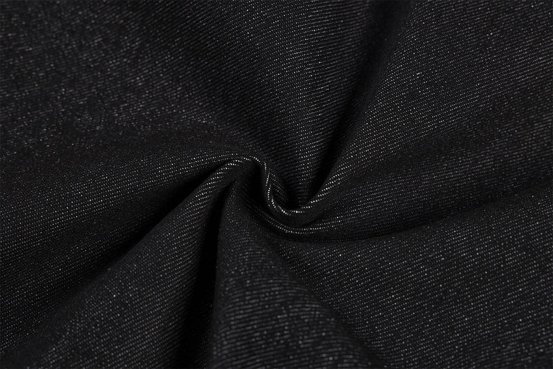 Jean droit noir brut à boutons-pression latéraux