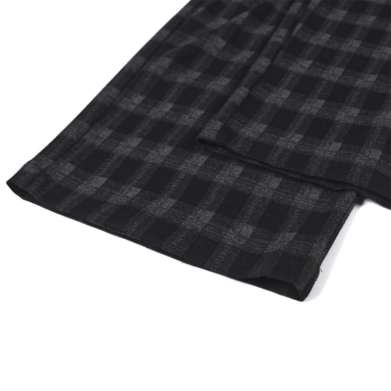 Men's Plaid Dress Pants – Wide-Leg Pleated Baggy Trousers in Black & Grey Check