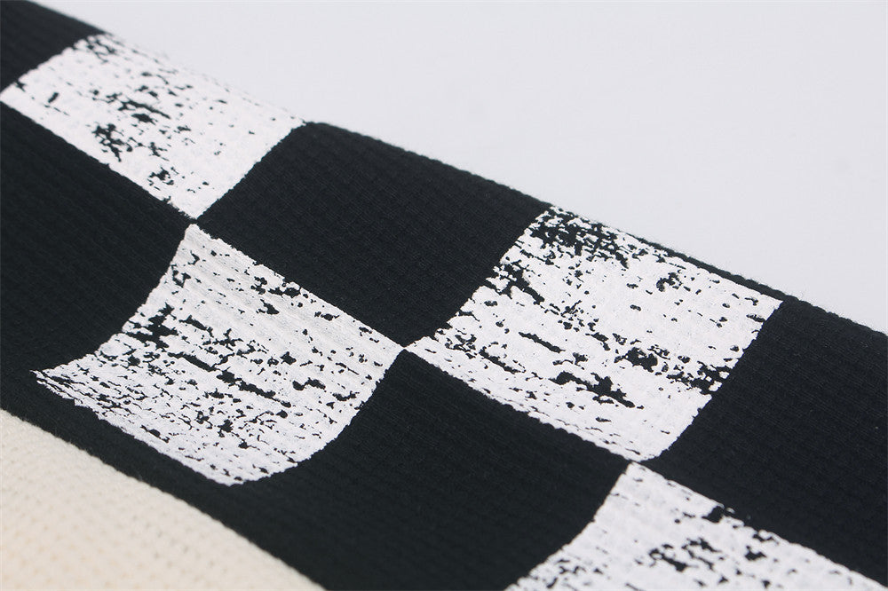 Racing Horse Graphic Long Sleeve Waffle Shirt – Colorblock Motorsport Print Top
