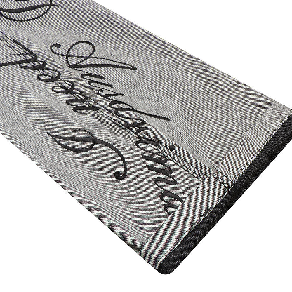 Jean wide leg bicolore – Ceinture contrastante et broderie script