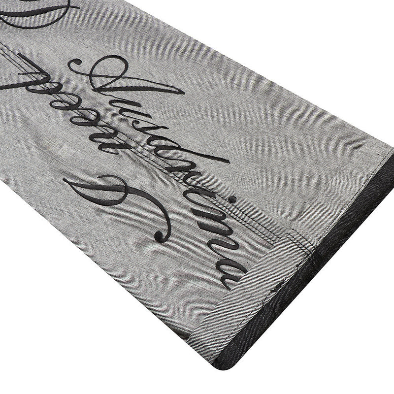 Jean wide leg bicolore – Ceinture contrastante et broderie script
