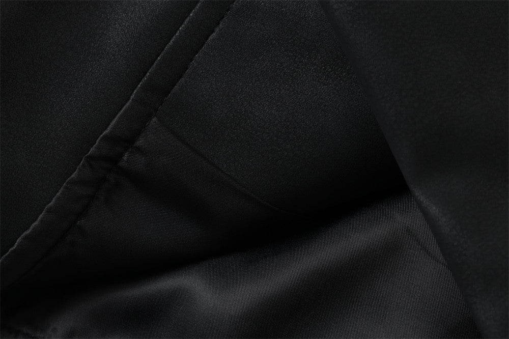 Men's Moto PU Leather Jacket – Tape Trim Relaxed Fit