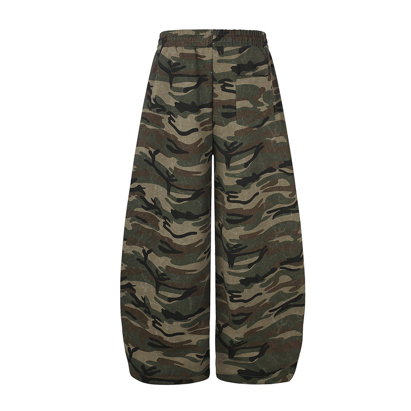 Camo-Wide-Leg-Jogginghose mit Union-Jack-Grafikprint