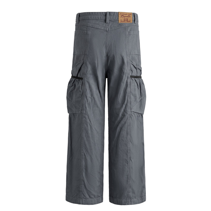 Men's Loose Fit Cargo Pants Wide Leg Bubble Pocket Deconstructed Trousers