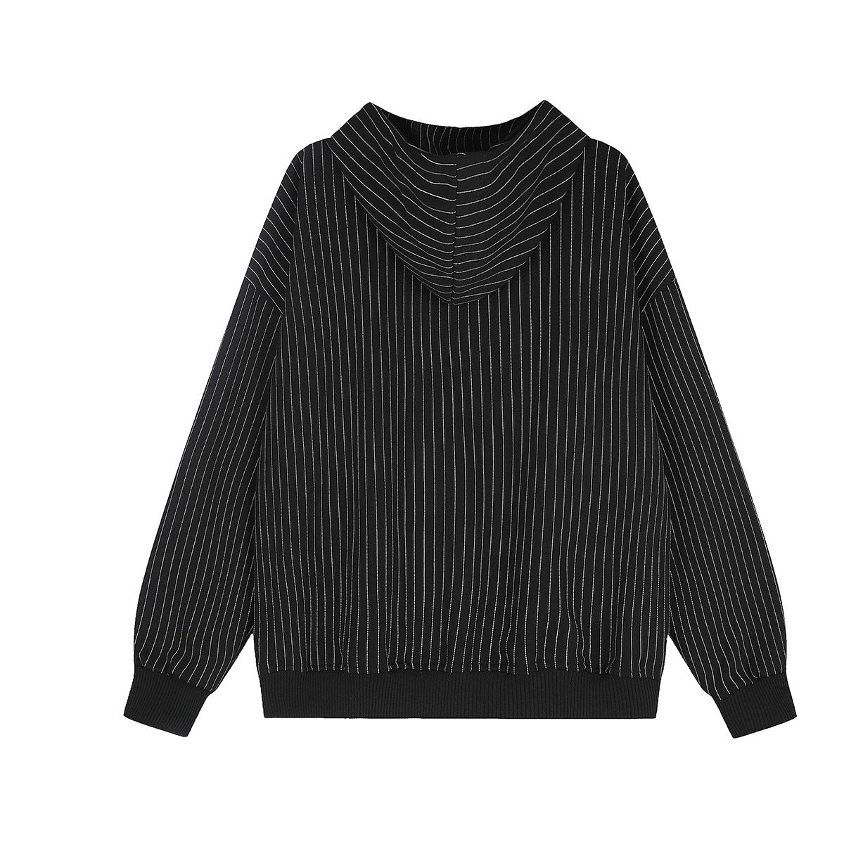 Pinstripe Zip-Up Hoodie – Oversized American Vintage Streetwear Jacket