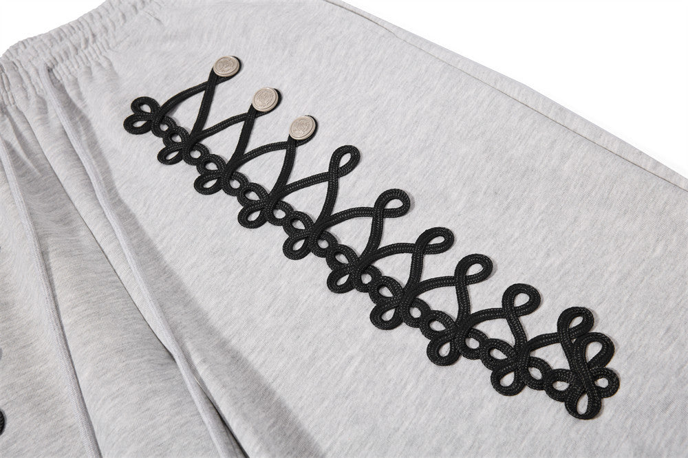 Oversized Zip-Up Hoodie Men – Rope Lace Detail Wide-Leg Sweatpants Set