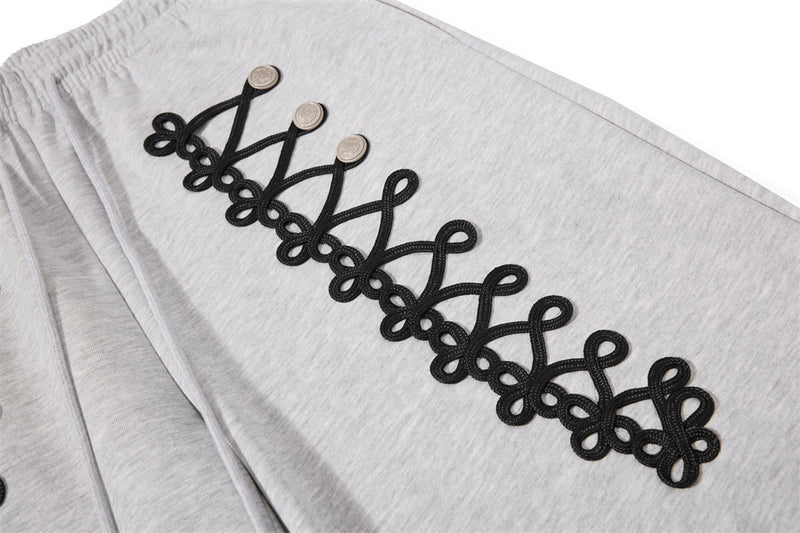 Oversized Zip-Up Hoodie Men – Rope Lace Detail Wide-Leg Sweatpants Set