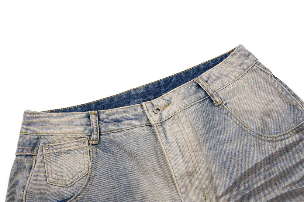Distressed-Flare-Jeans – Herren-Wide-Leg-Denim in verwaschener Optik mit Knitterdetails