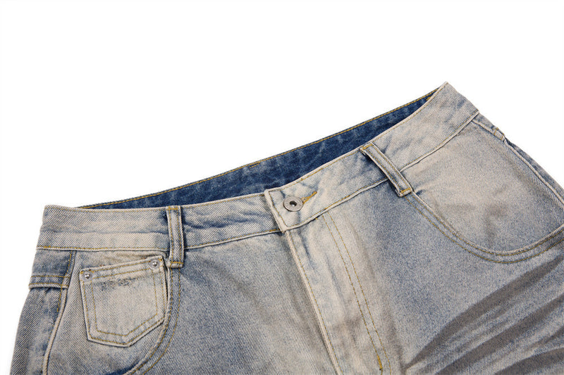 Distressed-Flare-Jeans – Herren-Wide-Leg-Denim in verwaschener Optik mit Knitterdetails