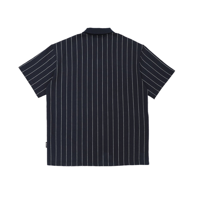 Men's Short Sleeve Pinstripe Polo Shirt – Oversized Varsity Graphic Jersey