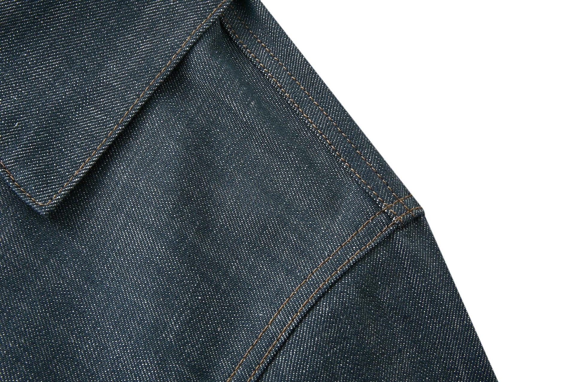 Veste boxy en jean délavé – Plis poitrine, col italien, coupe workwear raccourcie