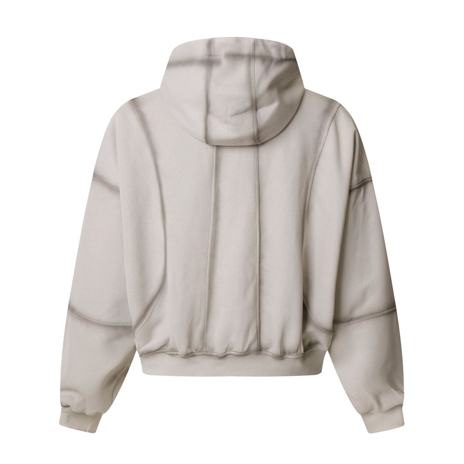 Sudadera de hombre con capucha y cremallera, paneles lavados y corte extragrande