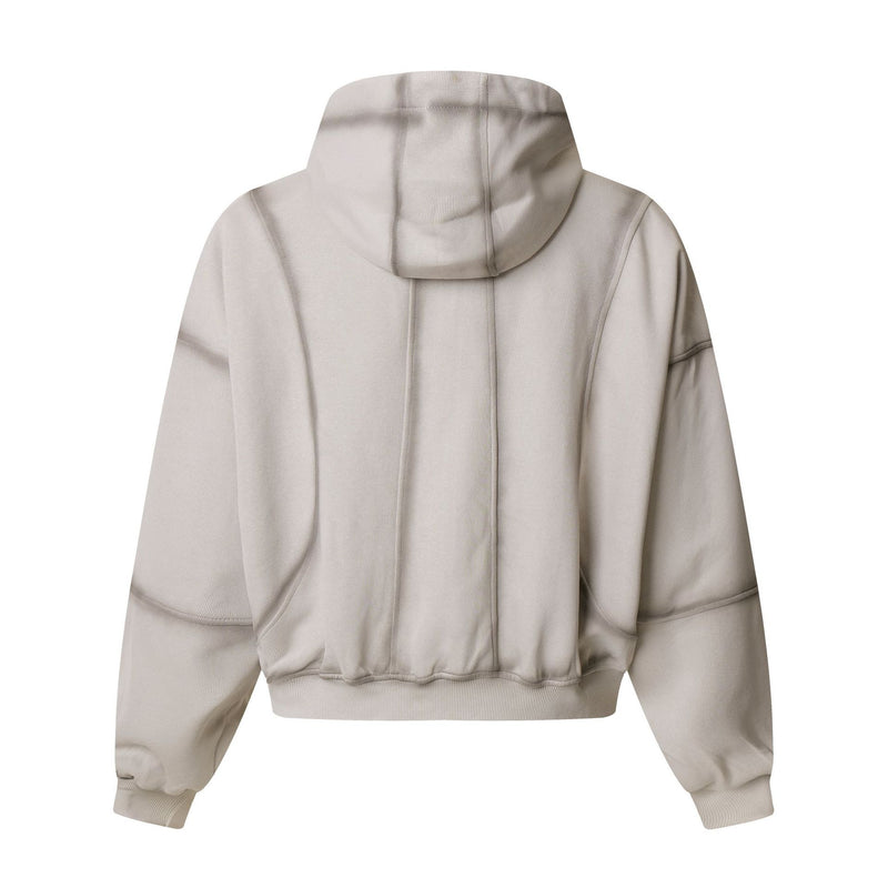 Sudadera de hombre con capucha y cremallera, paneles lavados y corte extragrande