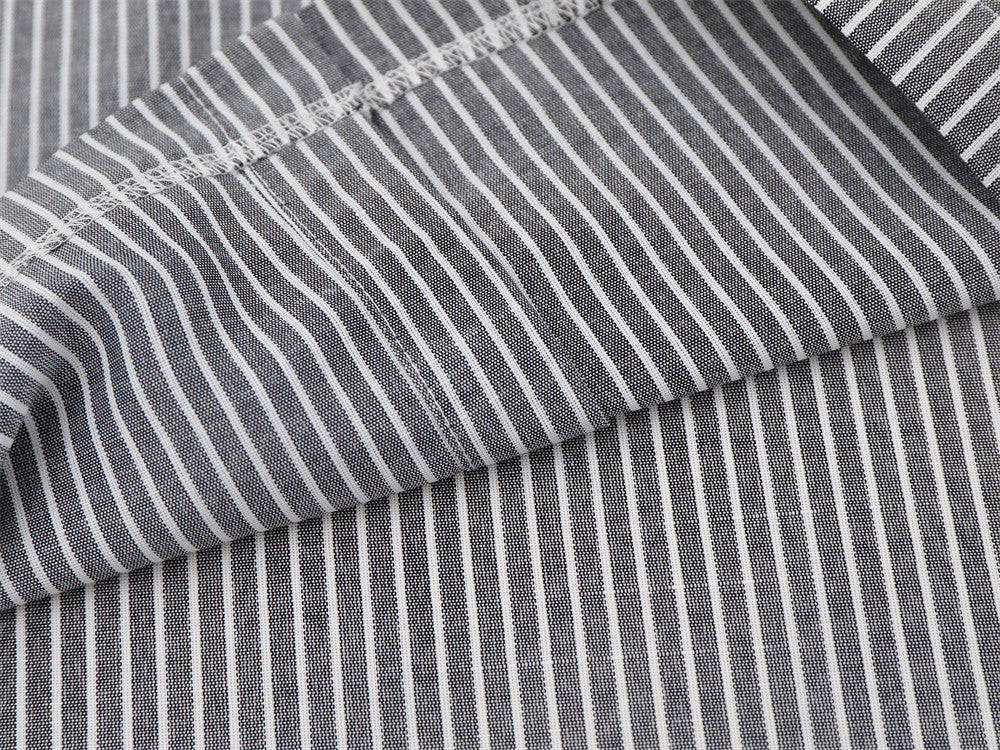 Striped Long-Sleeve Shirt with Cursive Logo Embroidery — Oversized Fit
