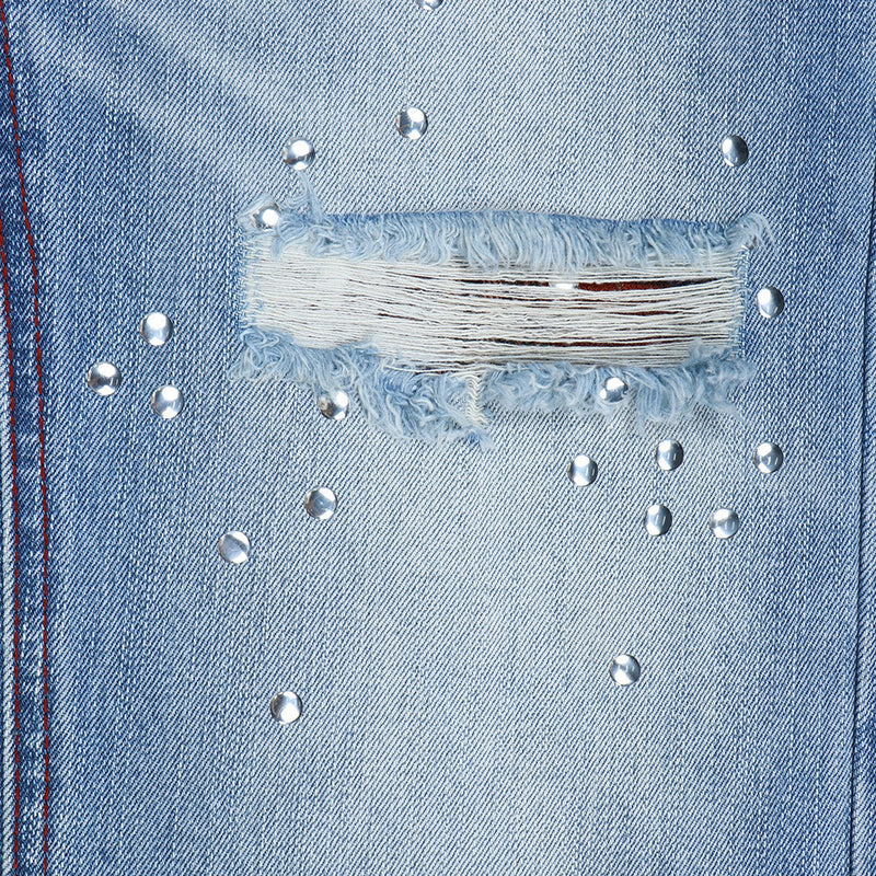 Men's Distressed Flare Jeans – Light Wash Wide-Leg Denim with Ripped Knees &