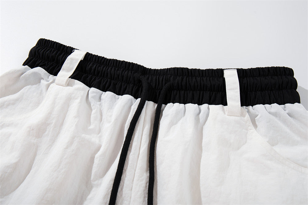 Wide-Leg Parachute Pants with Star Print & Drawstring Hem