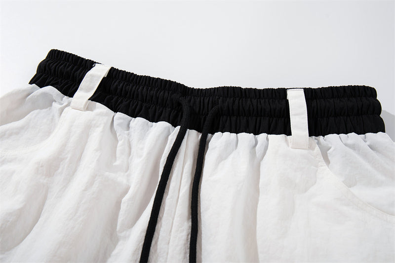 Wide-Leg Parachute Pants with Star Print & Drawstring Hem