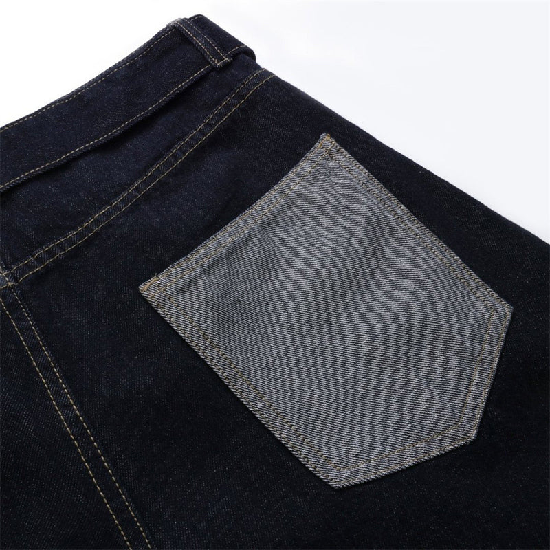 Wide-Leg Dark Indigo Jeans – Oversized Silhouette with Star Charm Belt &