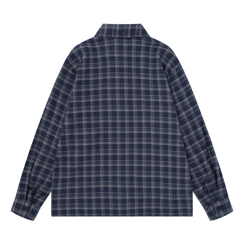 Plaid Long Sleeve Button-Up Shirt – Oversized Vintage Washed Flannel