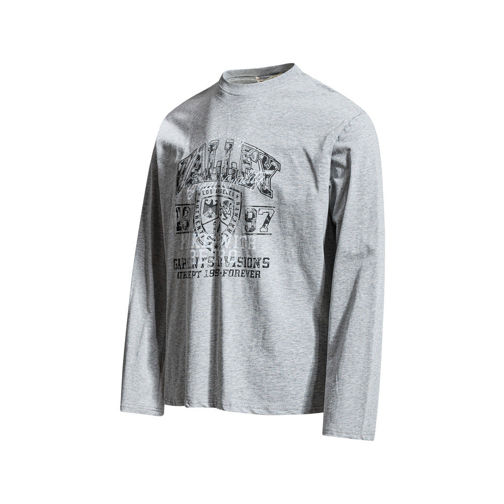 Long Sleeve T-Shirt for Men – Valley Retro Varsity Graphic Crew Neck Tee