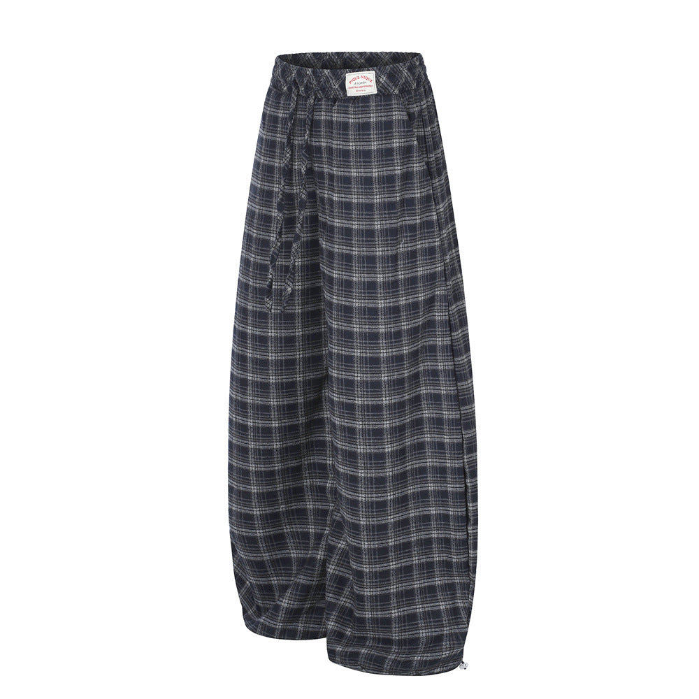 Plaid Wide-Leg Baggy Pants – Oversized Retro Streetwear Trousers