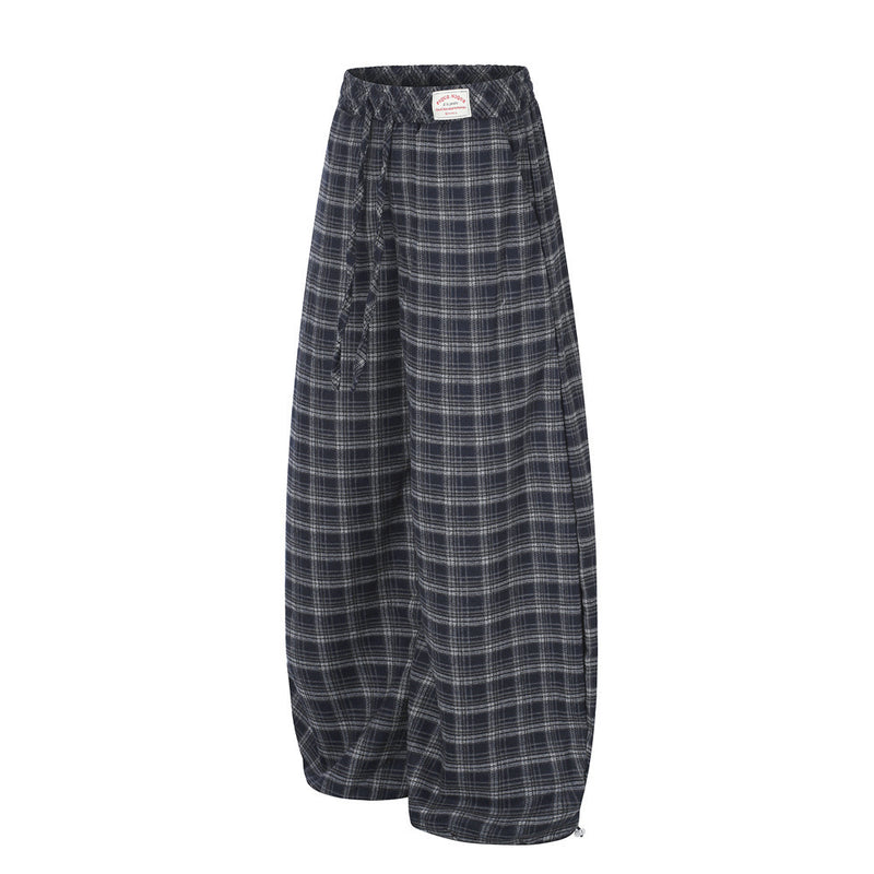 Plaid Wide-Leg Baggy Pants – Oversized Retro Streetwear Trousers