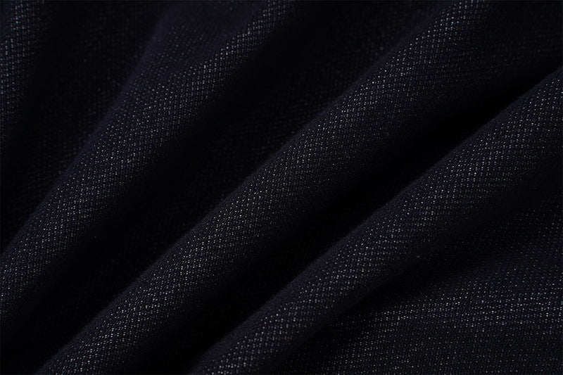 Veste de travail en denim indigo foncé – Coupe carrée, col montant et poches poitrine